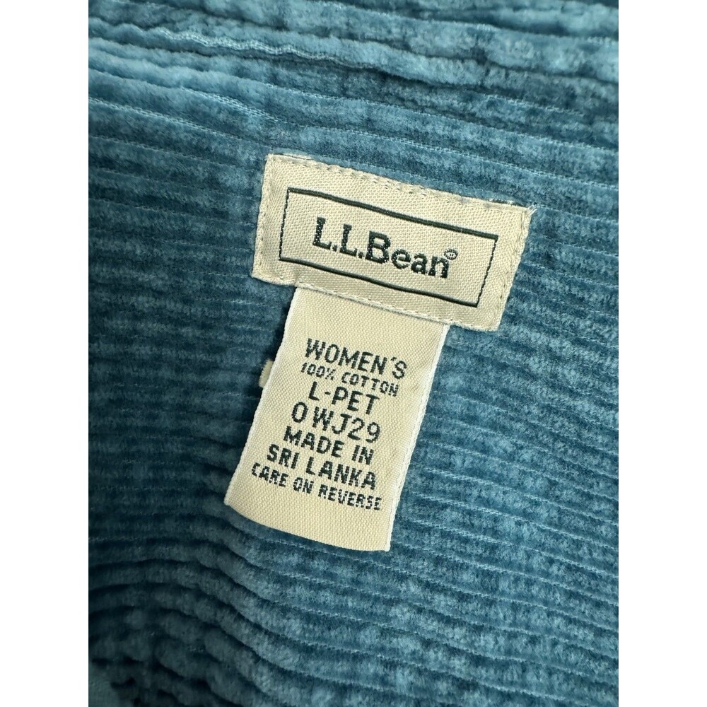 L.L Bean Blue Wide Wale Velvety Button Up Top Shirt Shacket‎ Size LP - Picture 4 of 5